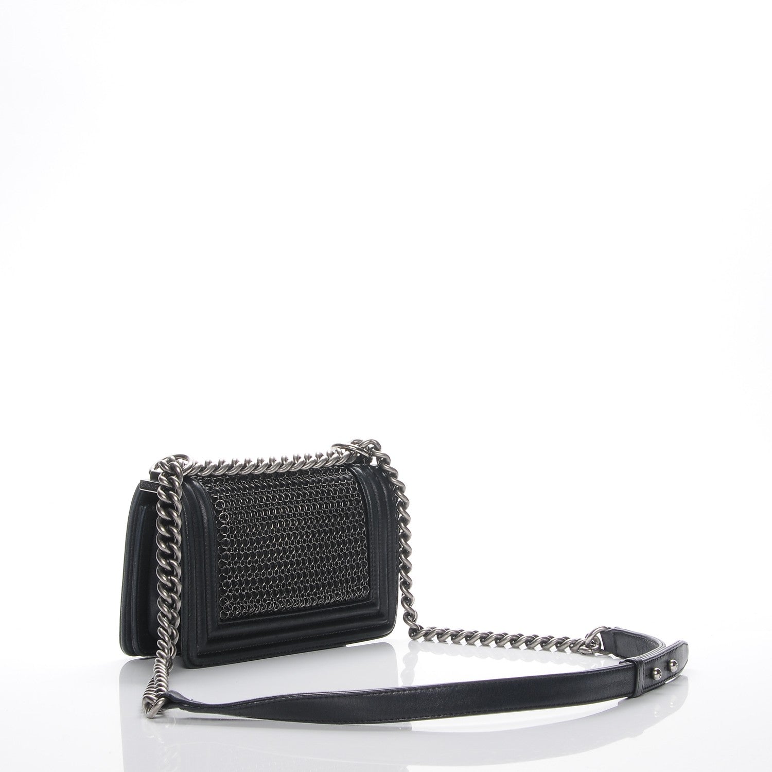 Chanel Lambskin Quilted Small Chain Mail Boy Flap Black 3 of 8