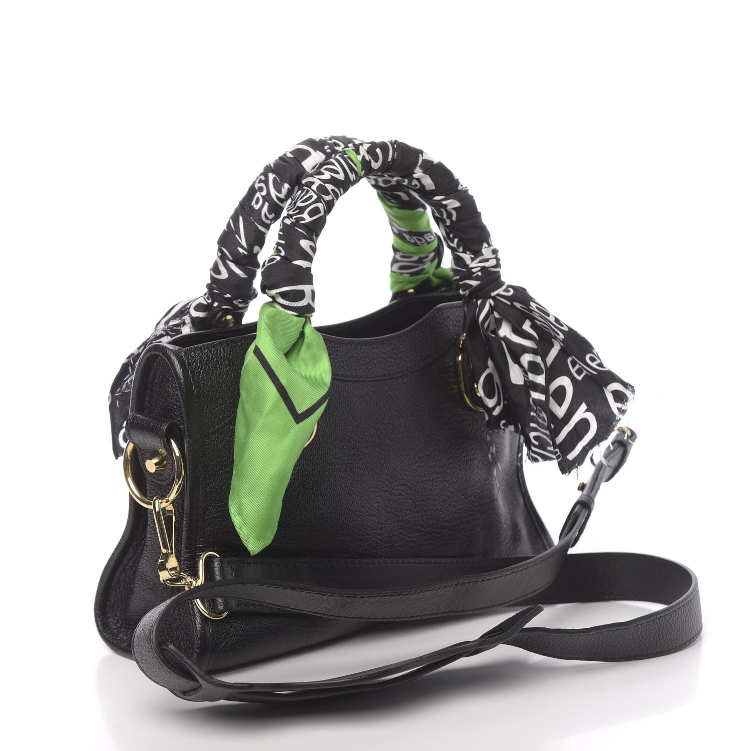 Balenciaga Chevre Gold Metallic Edge Hardware Mini Cityscarf Black 2 of 11