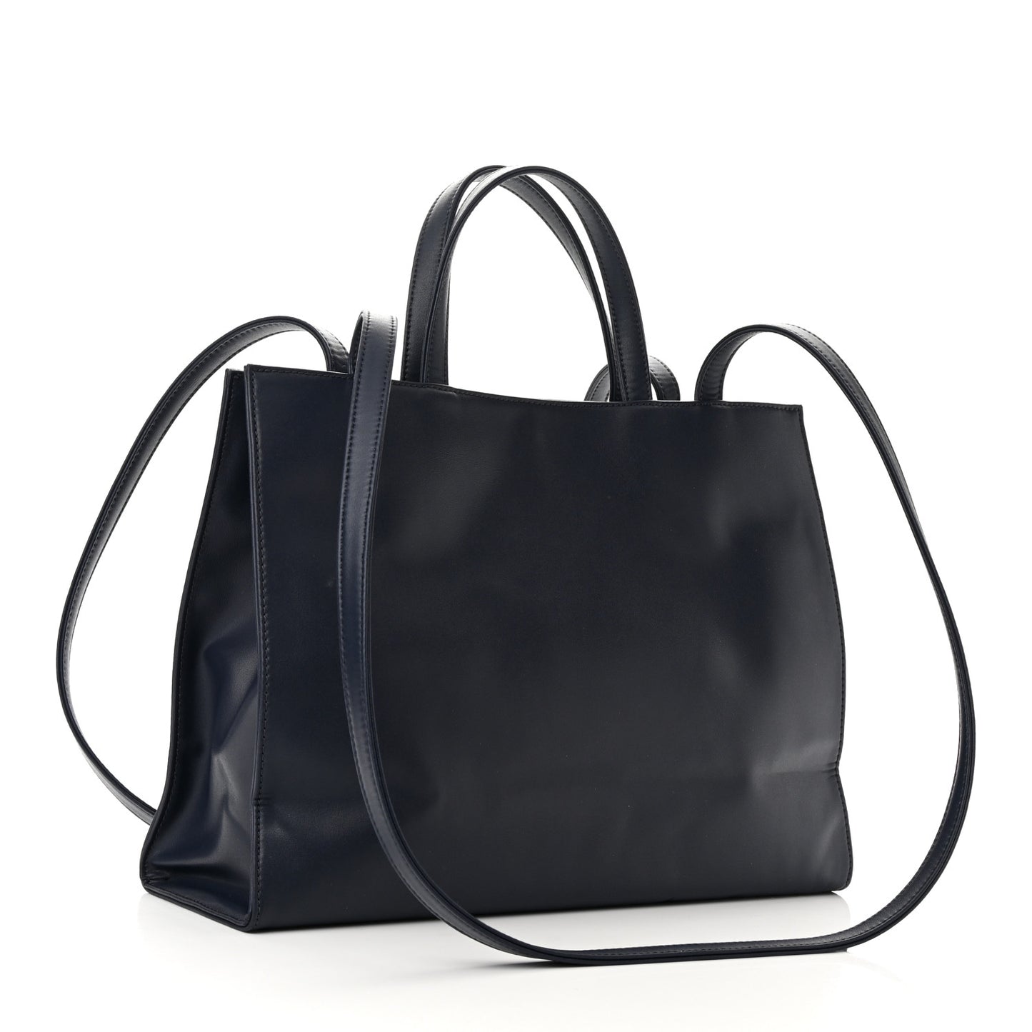Vegan Leather Medium Shopping Bag Navy