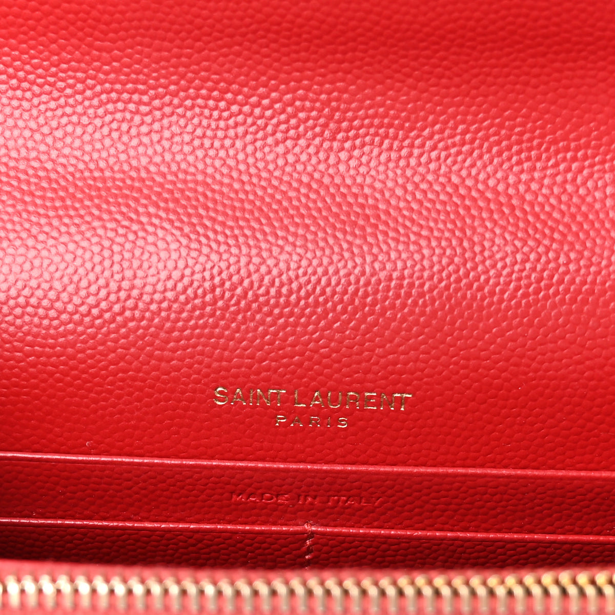 Saint Laurent Grain De Poudre Matelasse Chevron Monogram Envelope Chain Wallet Rouge Eros 6 of 11