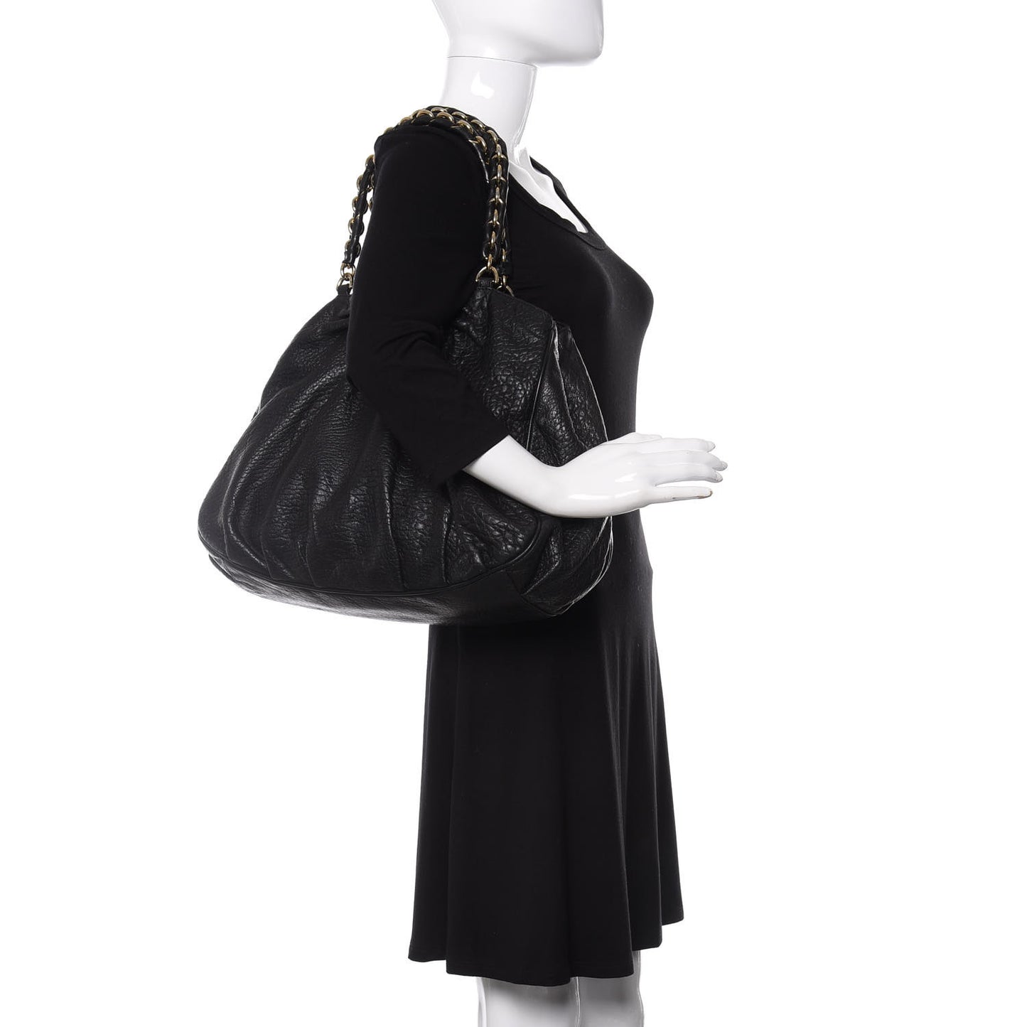 Crinkled Lambskin Mia Tote Black