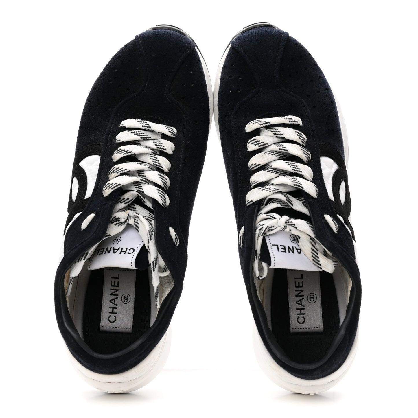 Fabric Suede Kidskin CC Sneakers 41 Dark Navy White