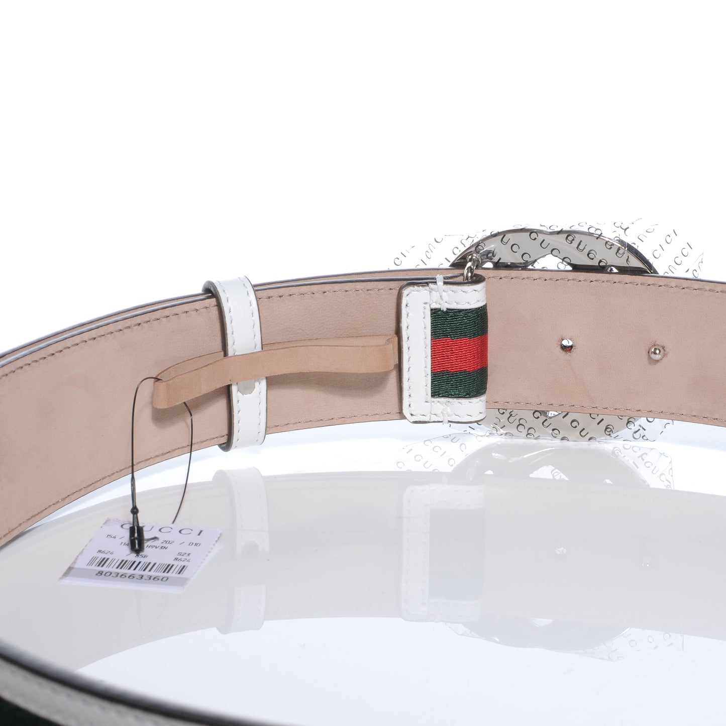 Leather Web GG Belt 85 34 White