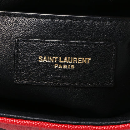 Saint Laurent Grain De Poudre Matelasse Monogram Medium Vicky Chain Bag Red 5 of 9