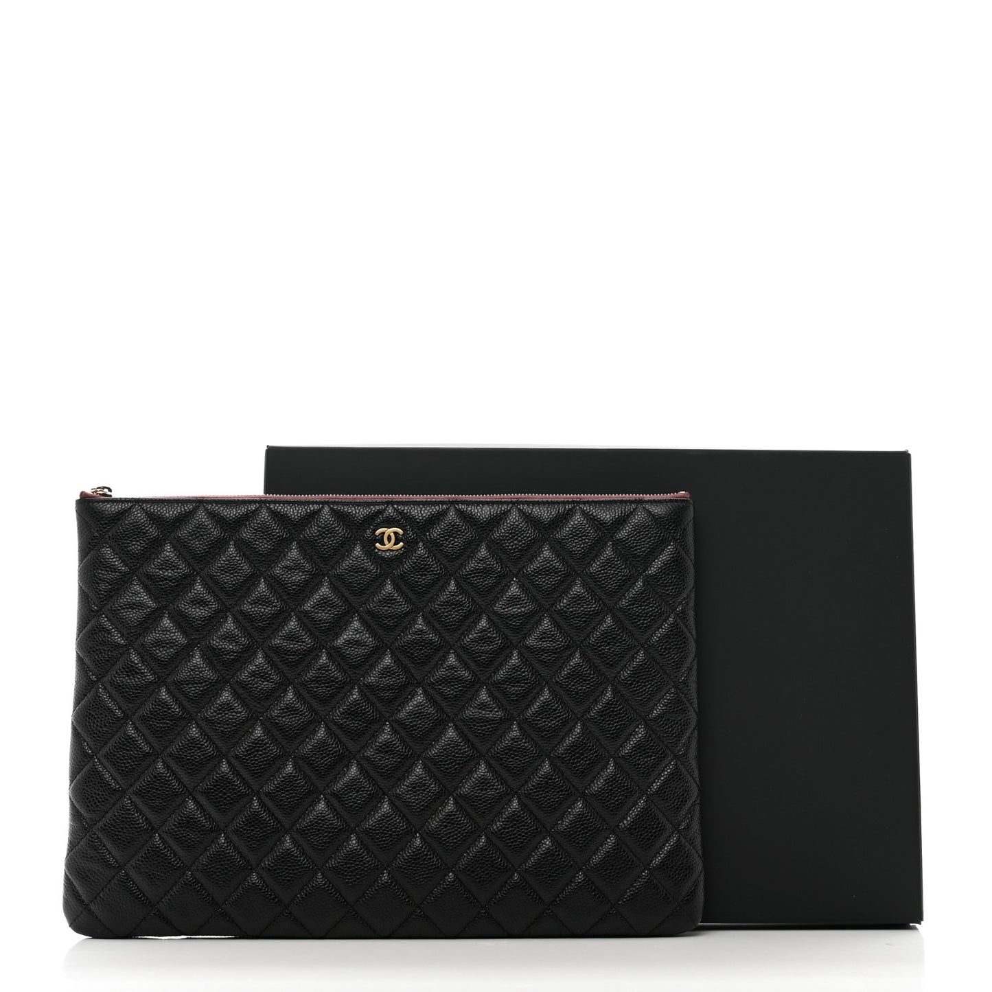 Caviar Quilted Large Cosmetic Case Black
