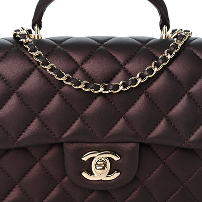 Chanel Iridescent Lambskin Quilted Mini Top Handle Rectangular Flap Burgundy 8 of 10