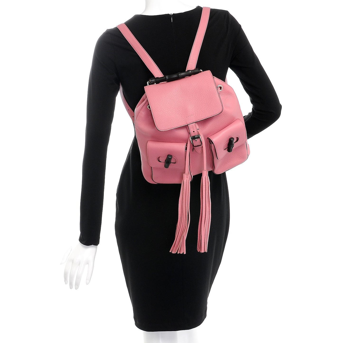 Cellarius Calfskin Medium Bamboo Backpack Glossy Pink