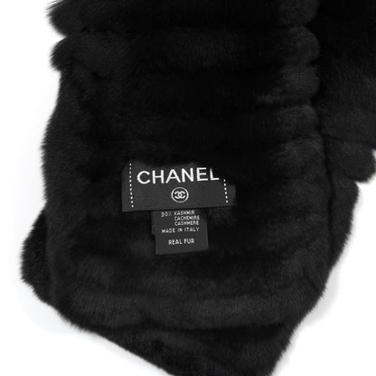 Chanel Orylag Rabbit Fur CC Scarf Black Grey 4 of 4