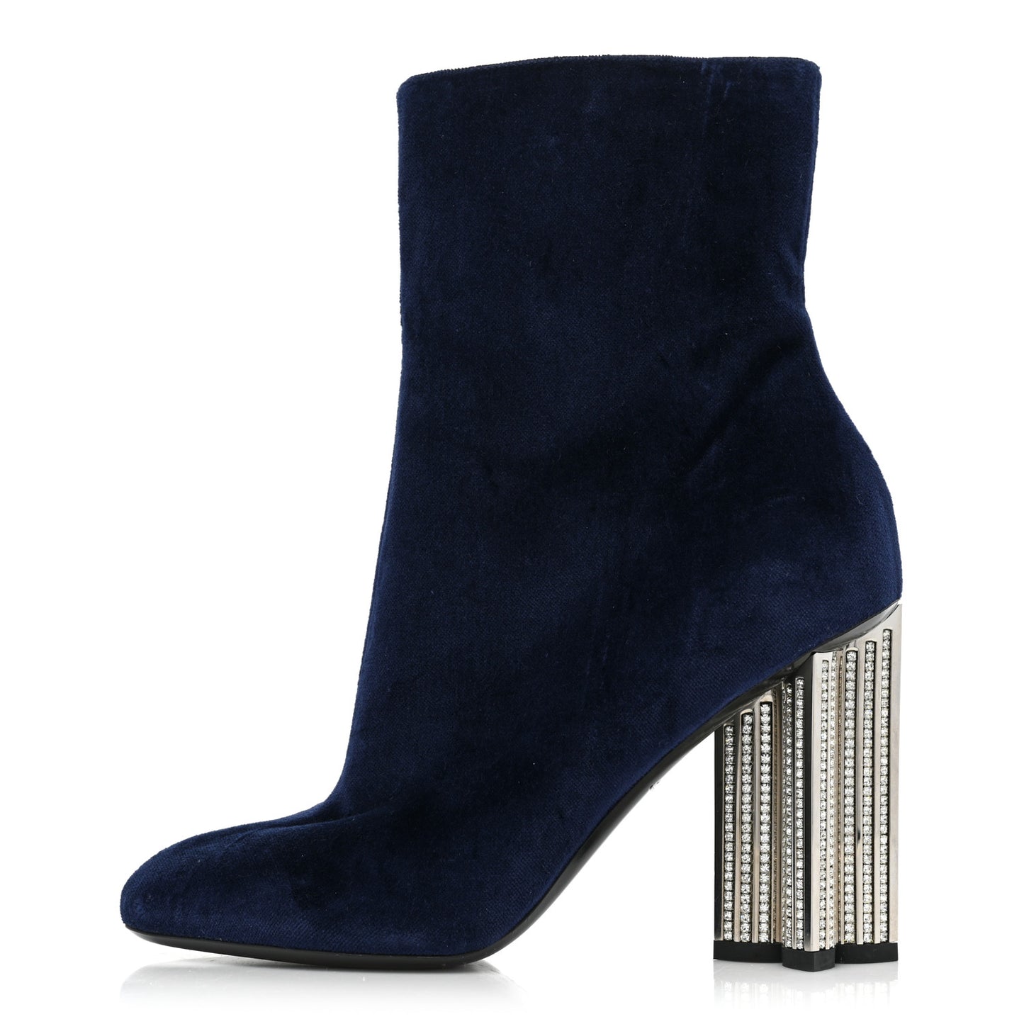 Velvet Silhouette Ankle Boots 37 Blue