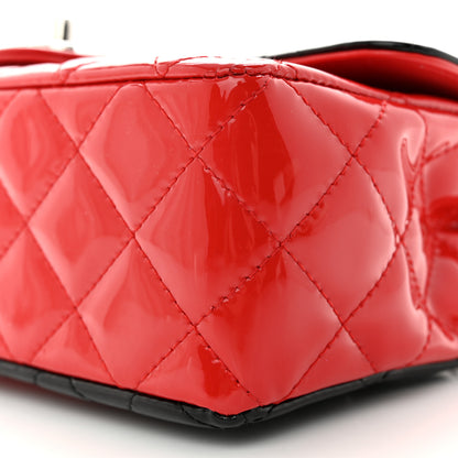 Chanel Patent Calfskin Quilted Bi-Color Mini Rectangular Flap Red Black 10 of 12