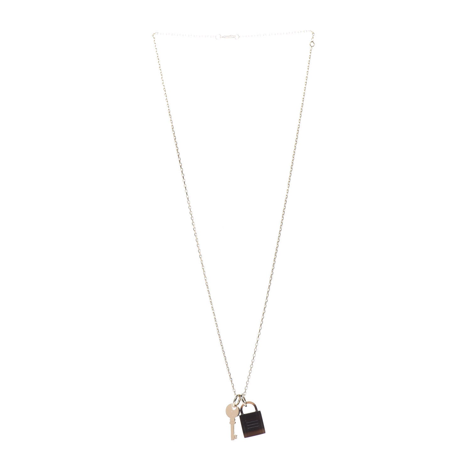 Hermes Permabrass Buffalo Horn Amulette Padlock PM Pendant Necklace 3 of 5