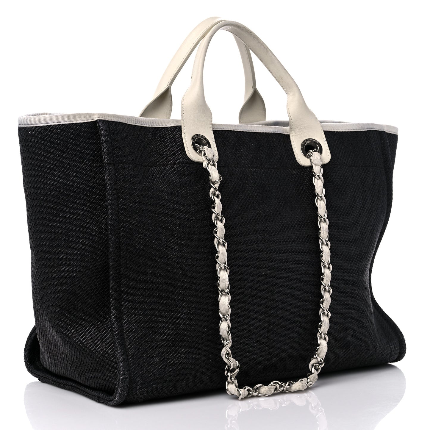 Canvas Large Deauville Tote Black White
