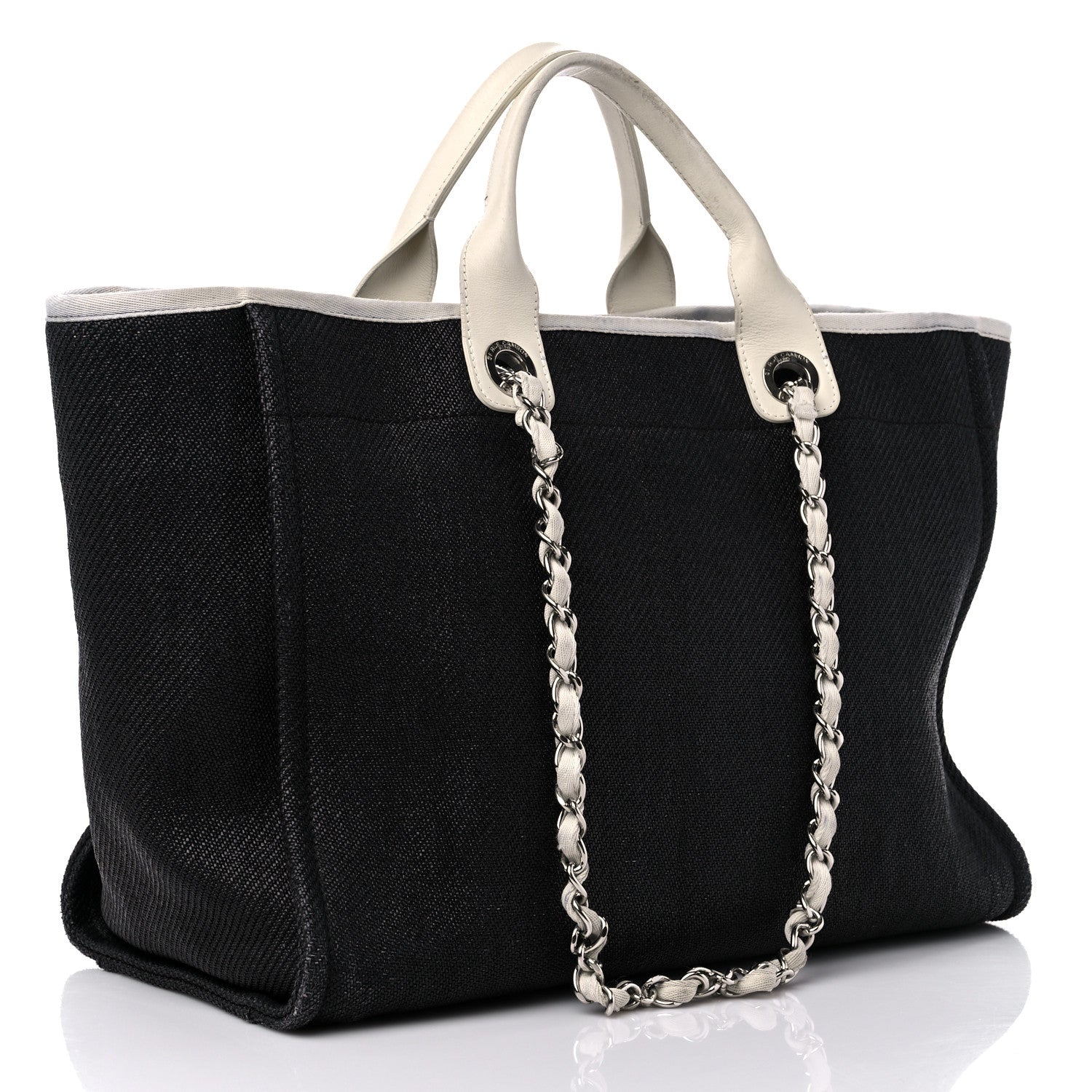 Chanel Canvas Large Deauville Tote Black White 3 of 15