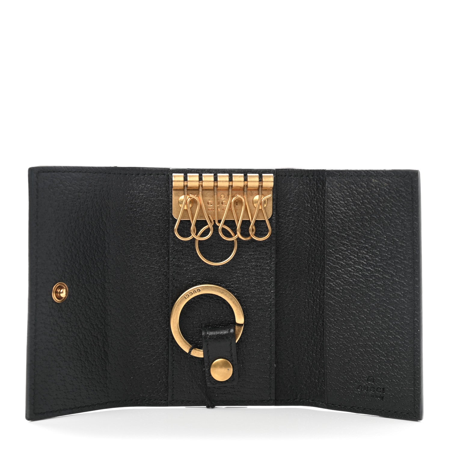 Gucci Calfskin Boar Effect GG Marmont 6 Key Holder Black 5 of 9