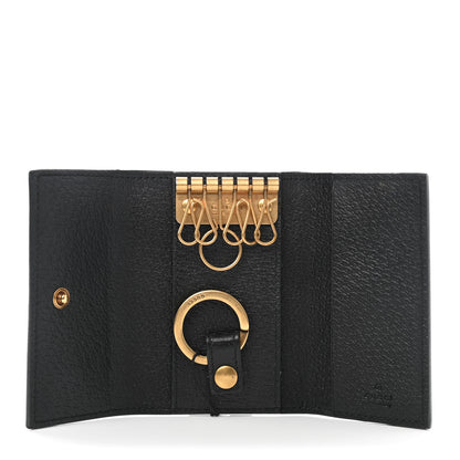Gucci Calfskin Boar Effect GG Marmont 6 Key Holder Black 5 of 9