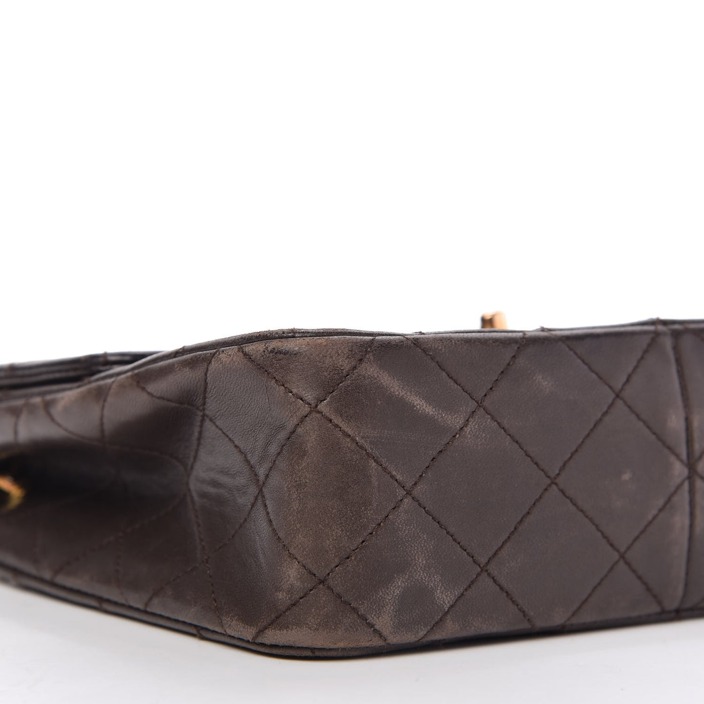 Lambskin Quilted Small Single Flap Brown