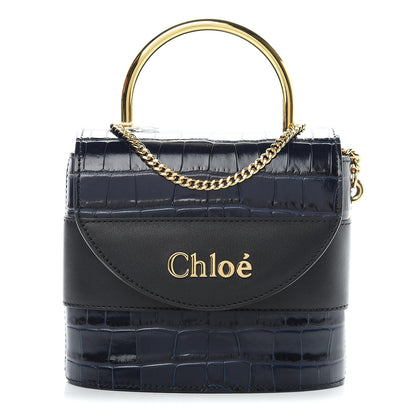 Chloe Calfskin Crocodile Embossed Small Aby Lock Full Blue 1 of 12