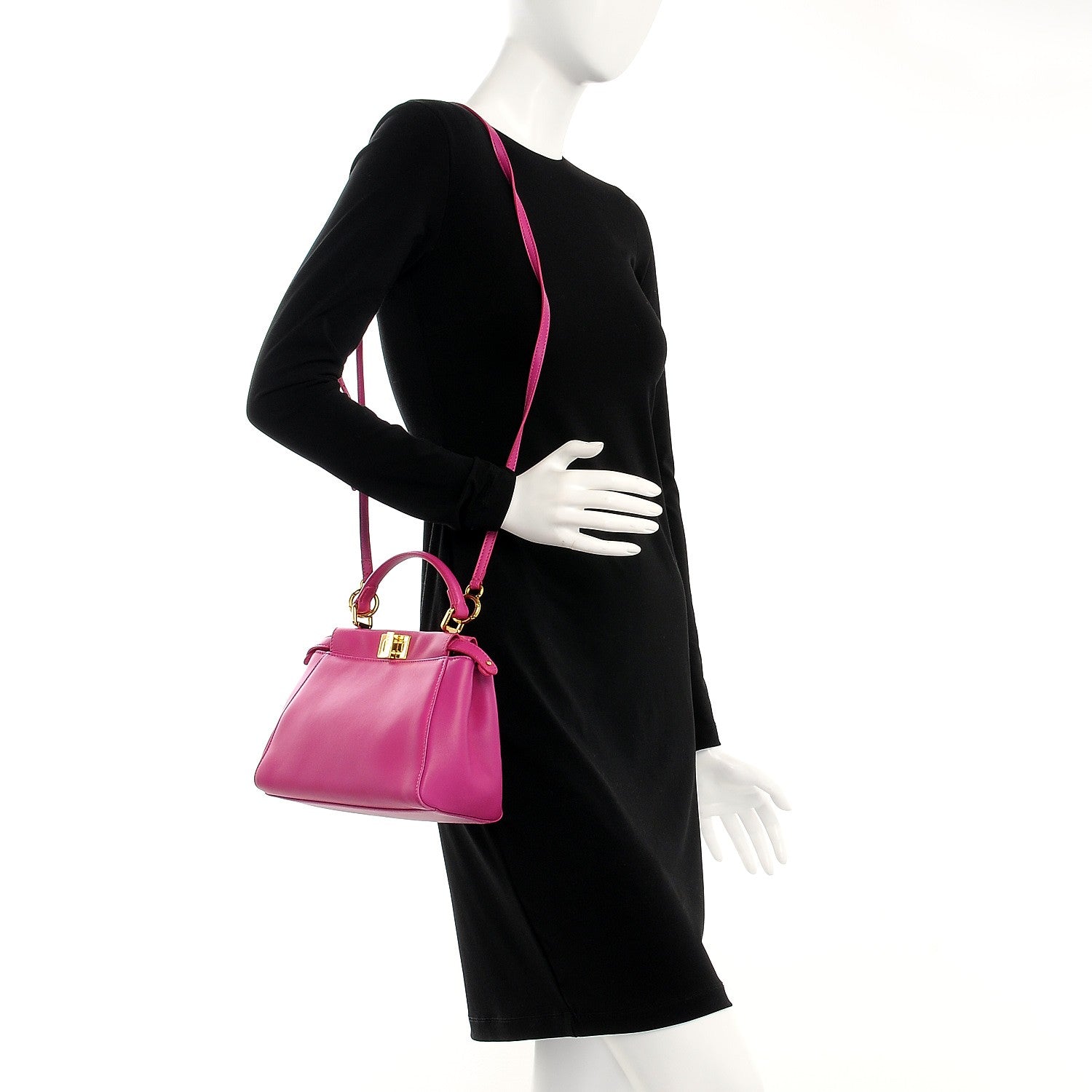 Fendi Nappa Mini Peekaboo Iconic Satchel Magenta 3 of 8