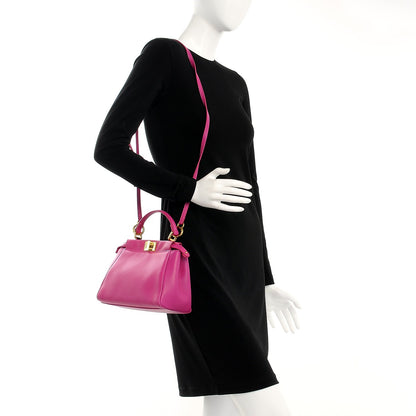 Fendi Nappa Mini Peekaboo Iconic Satchel Magenta 3 of 8