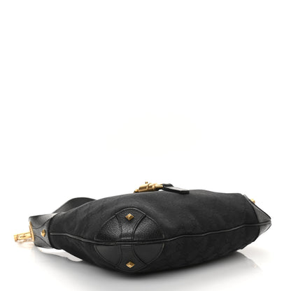 Gucci Monogram Piston Lock Jackie O Hobo Black 4 of 11
