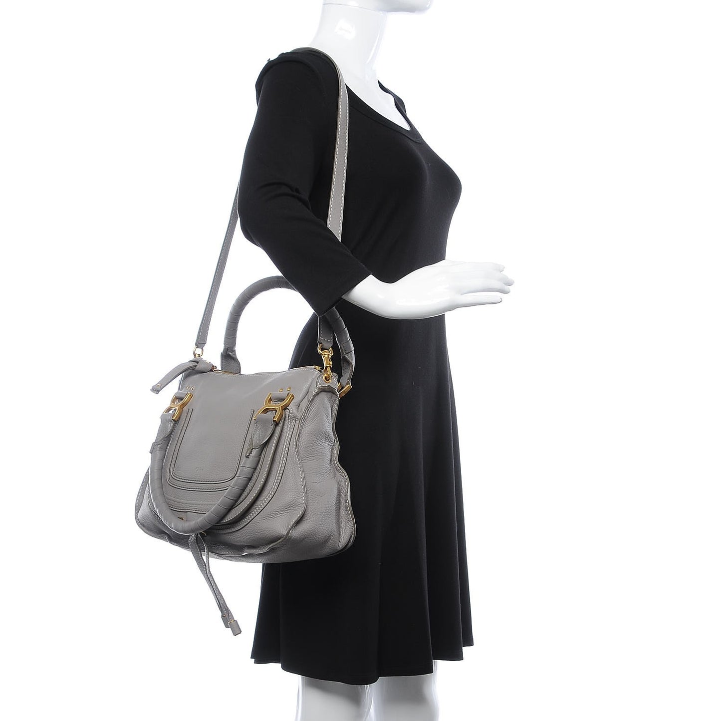 Calfskin Medium Marcie Satchel Cashmere Grey