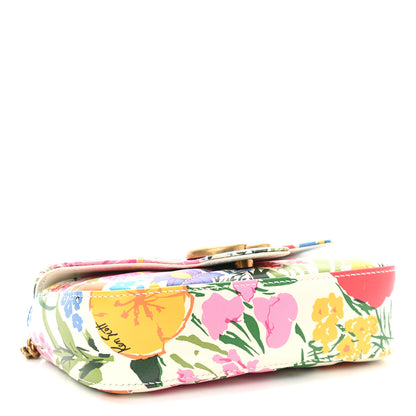 Gucci X KEN SCOTT Calfskin Matelasse Floral Print Super Mini GG Marmont Shoulder Bag Ivory Pink 4 of 11