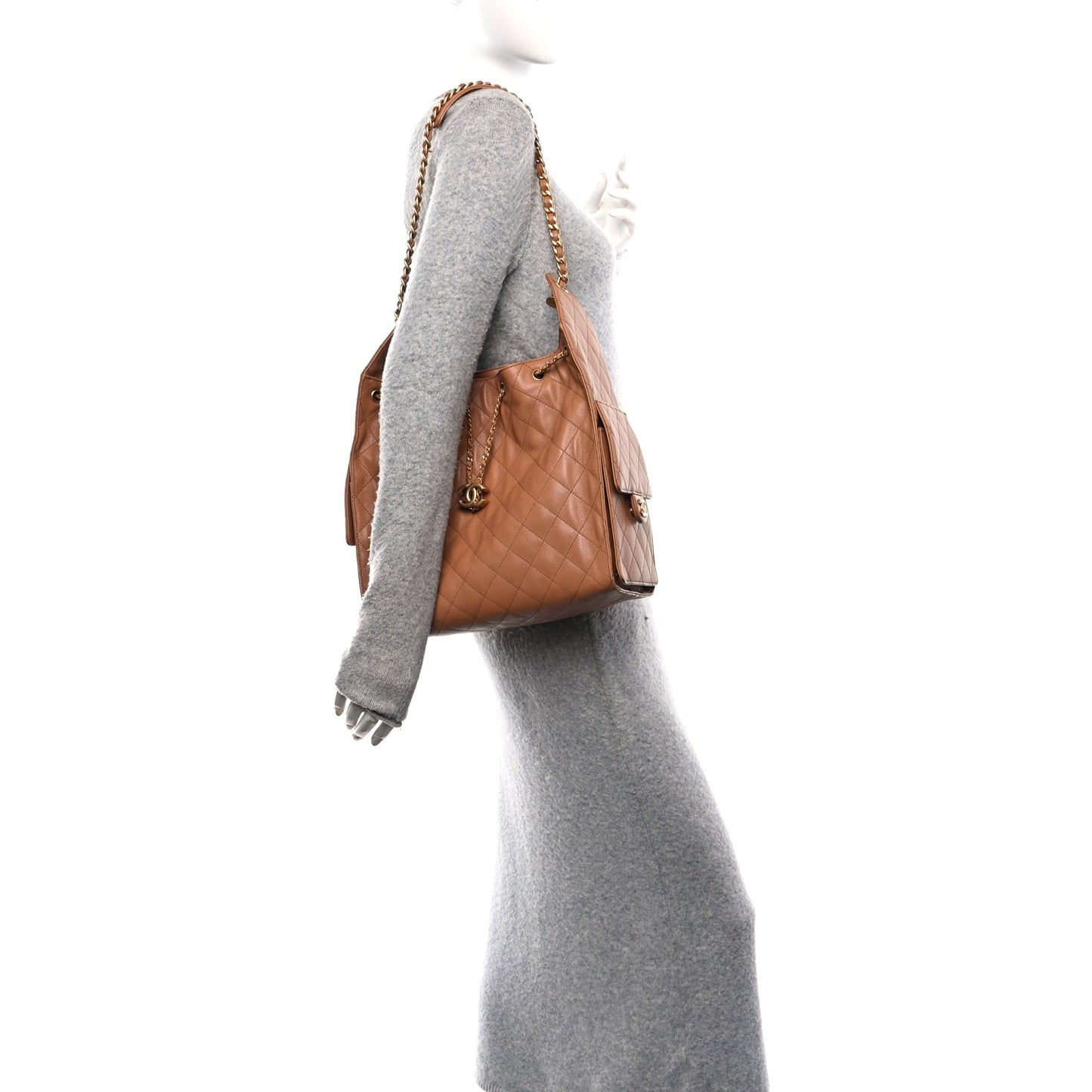 Caviar Quilted Medium Chanel 25 Handbag Brown