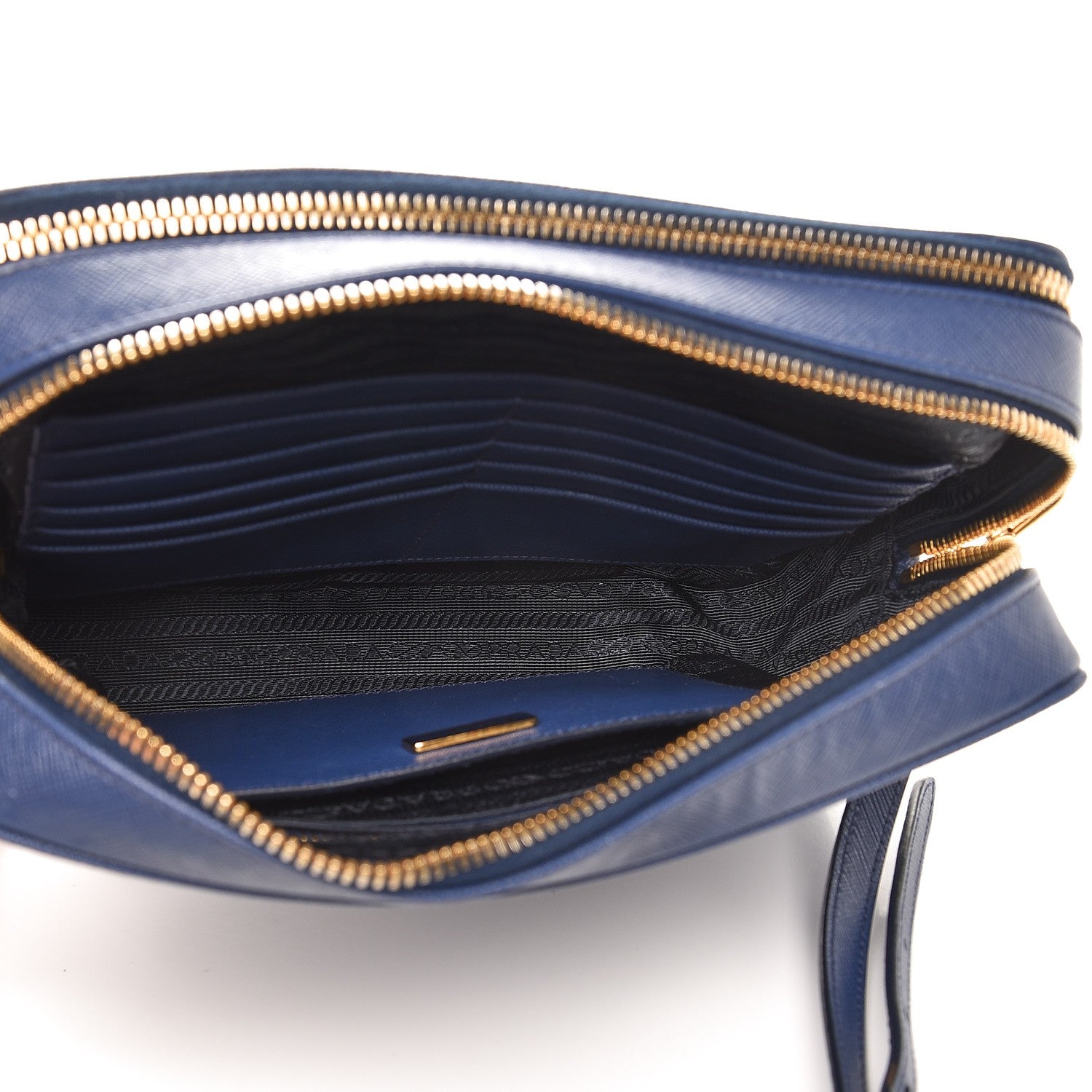 Prada Saffiano Lux Large Zip Crossbody Bag Bleuette 5 of 12