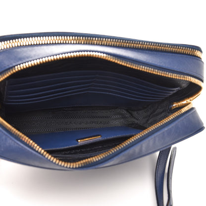 Prada Saffiano Lux Large Zip Crossbody Bag Bleuette 5 of 12