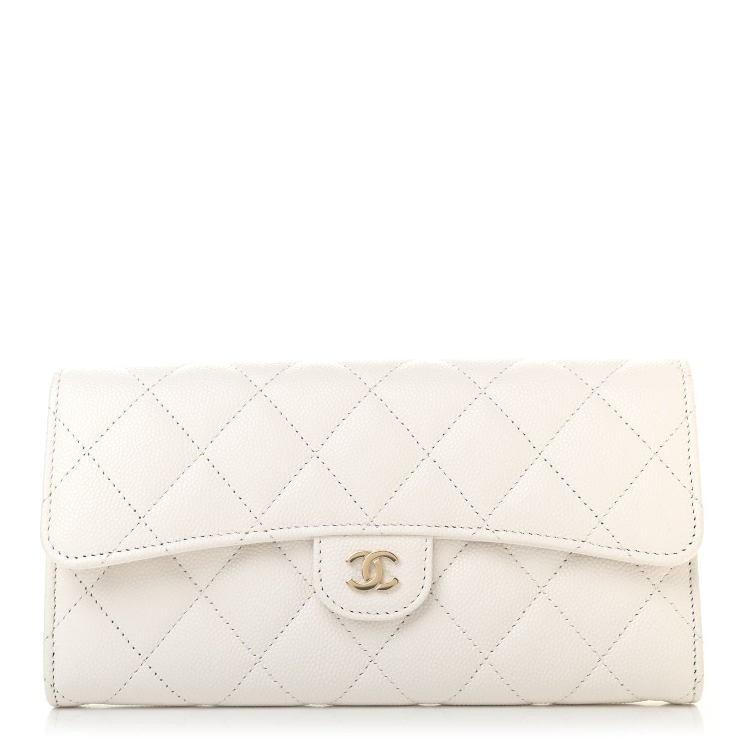 Chanel Caviar Quilted Large Flap Wallet White 1 of 8