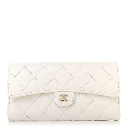 Chanel Caviar Quilted Large Flap Wallet White 1 of 8