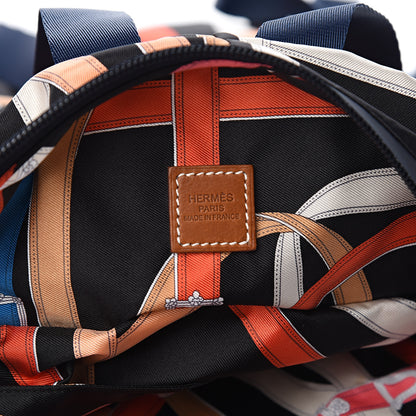 Hermes Silk Barenia Cavalcadour Airsilk Backpack Black Bleu Marine Fauve 5 of 8