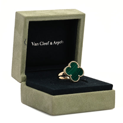 Van Cleef & Arpels 18K Yellow Gold Malachite Magic Alhambra Ring 53 6.25 7 of 7