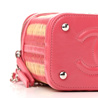 Chanel Calfskin Raffia Small Take Away Vanity Case Bag Pink Beige 9 of 11