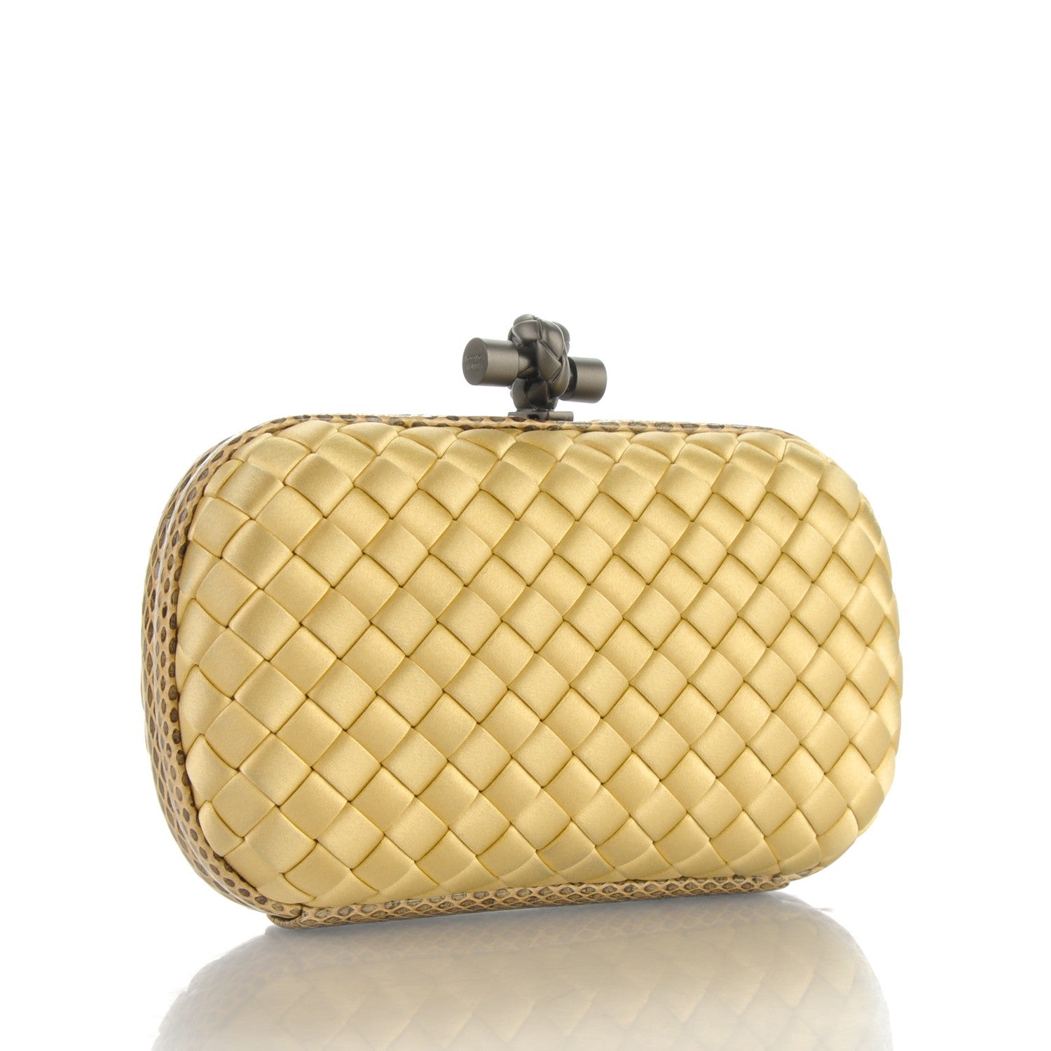 Bottega Veneta Satin Intreccio Impero Ayers Knot Clutch Banane 3 of 6