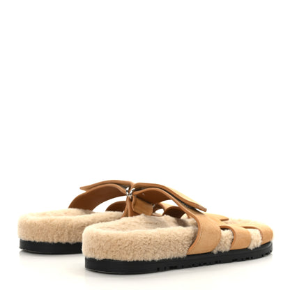Hermes Suede Goatskin Woolskin Womens Chypre Sandals 36.5 4 of 8