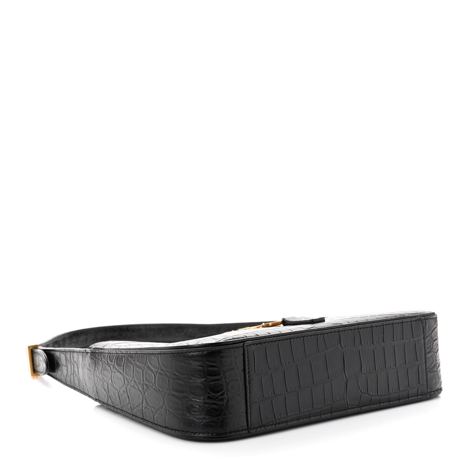 Saint Laurent Calfskin Crocodile Embossed LE 5 A 7 Hobo Black 4 of 10
