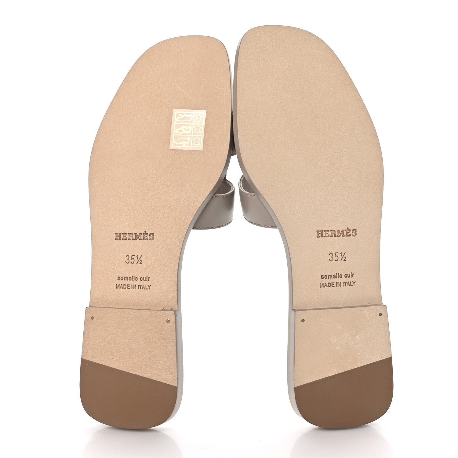 Hermes Box Calfskin Oran Sandals 35.5 Beige Mastic 5 of 9
