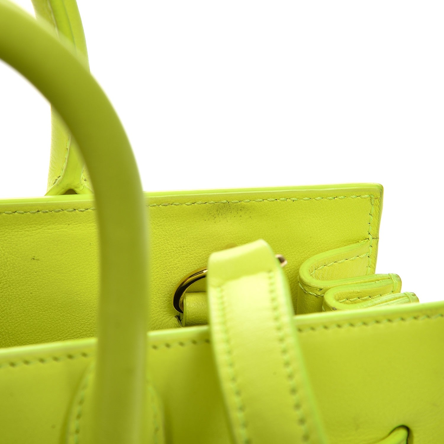 Saint Laurent Calfskin Nano Sac De Jour Neon Yellow 9 of 16