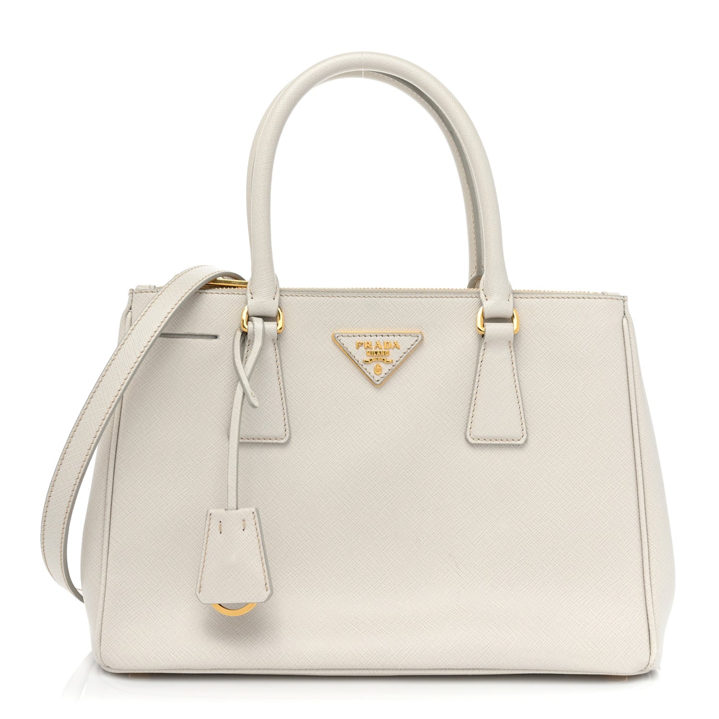 Saffiano Small Galleria Double Zip Tote Talco