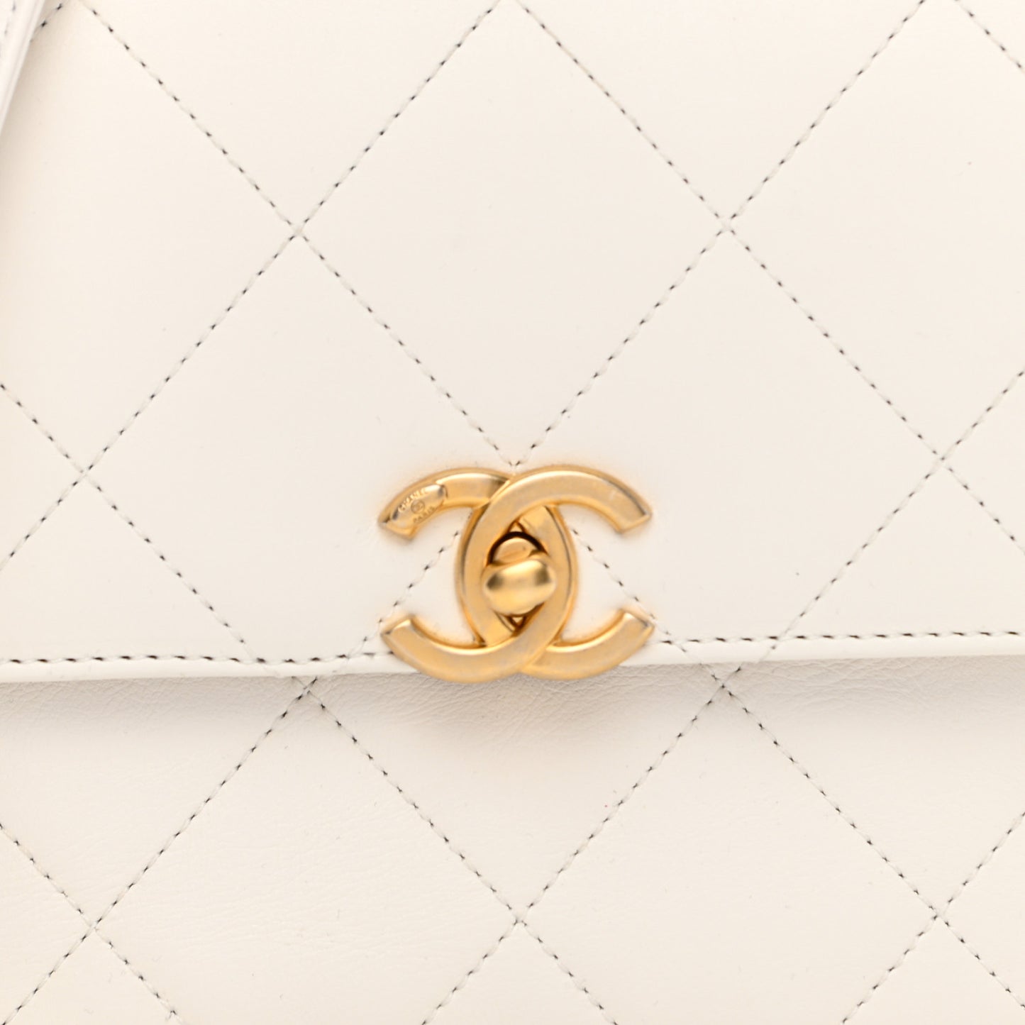 Calfskin Quilted Small Framing Chain Flap Bag White