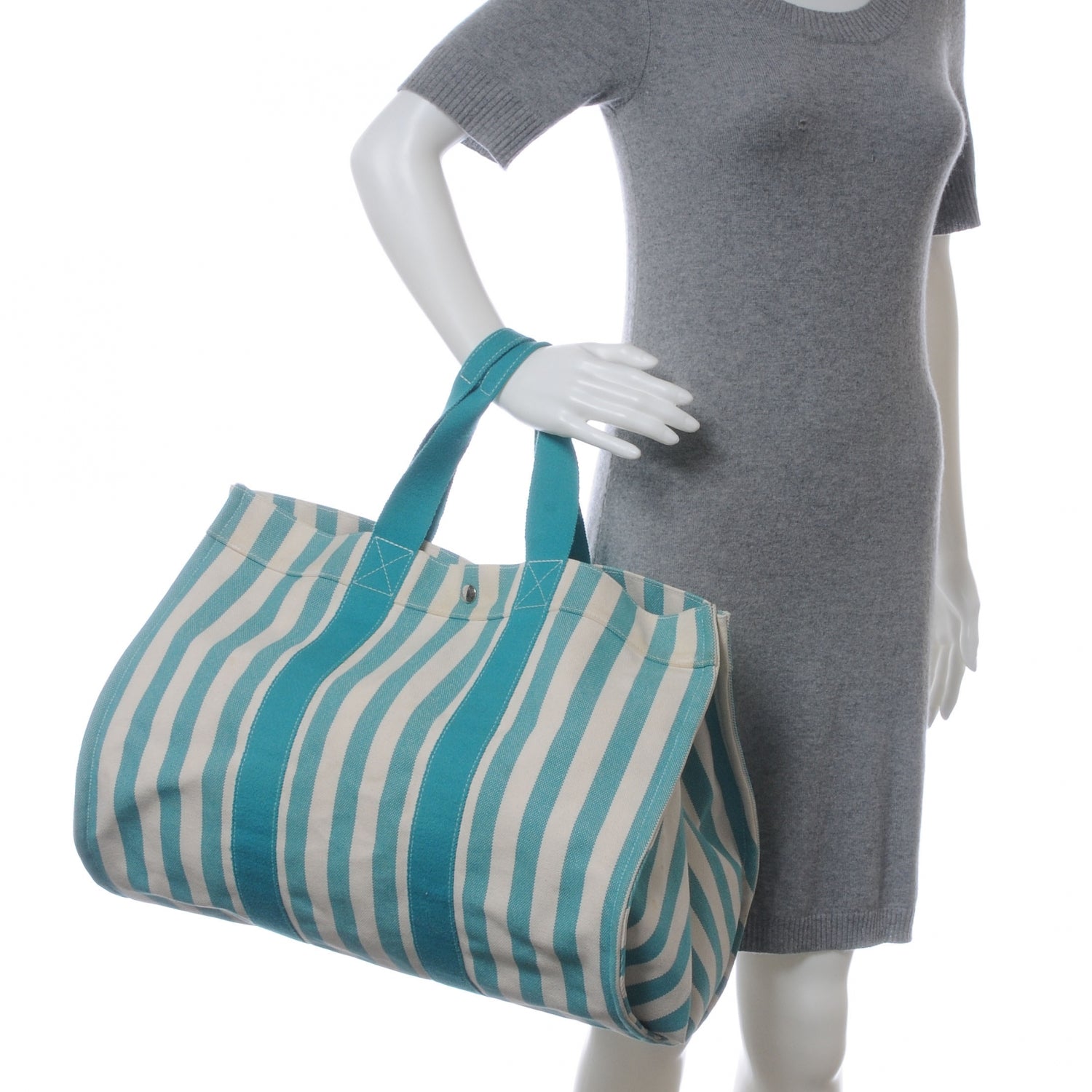 Hermes Toile Striped Cannes GM Beach Tote 2 of 9