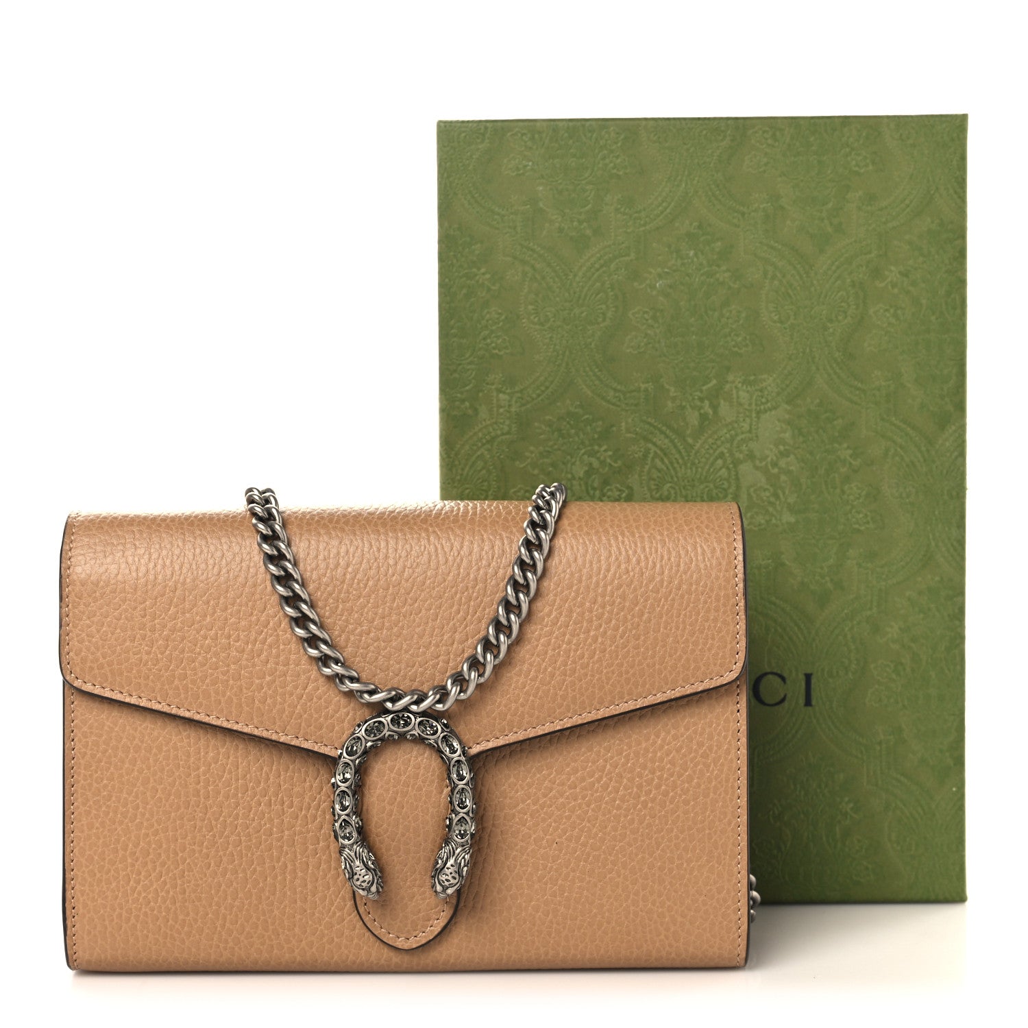 Gucci Dollar Calfskin Crystal Mini Dionysus Chain Wallet Natural Tan Black Diamond 11 of 11