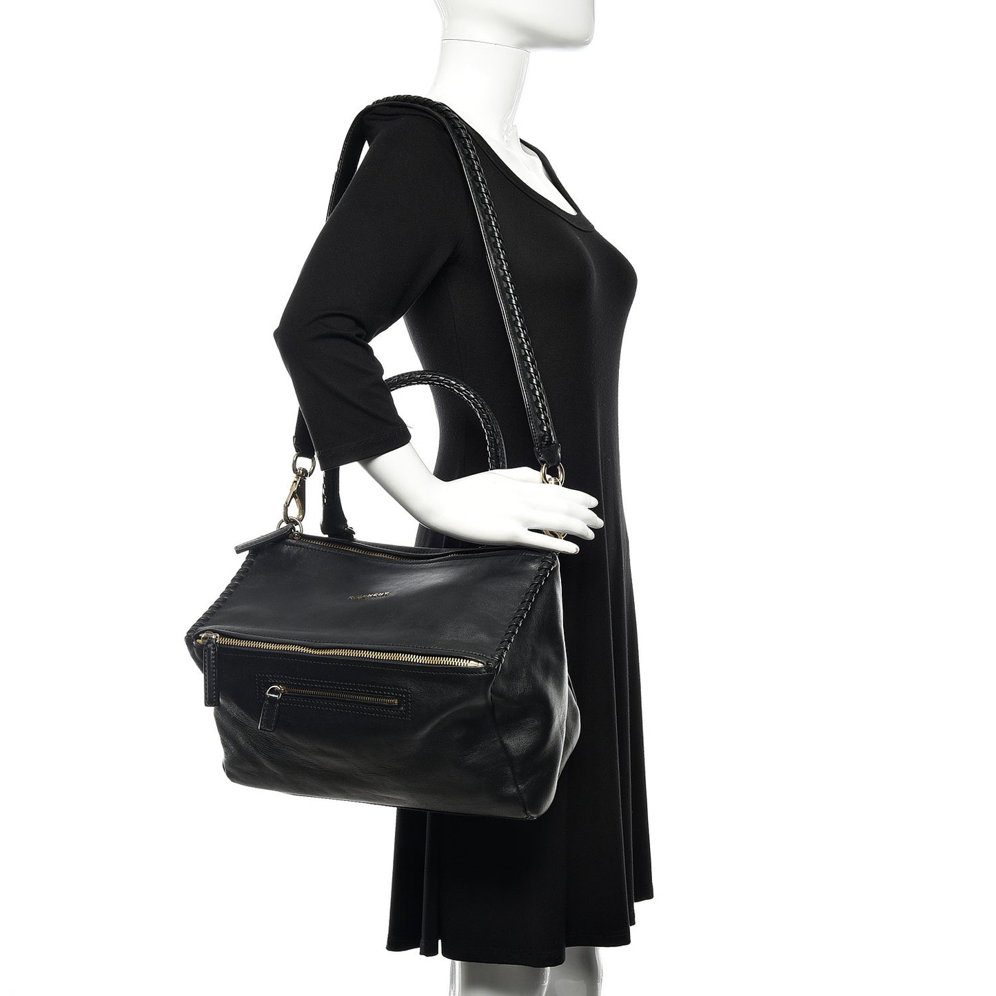 Calfskin Whipstitch Large Pandora Black