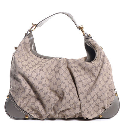 Gucci Monogram Large Jockey Hobo Grey 1 of 7