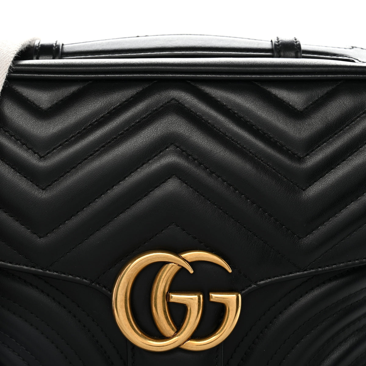 Gucci Calfskin Matelasse Sylvie Web Small GG Marmont Top Handle Shoulder Bag Black 8 of 10
