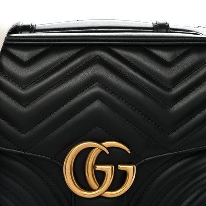 Gucci Calfskin Matelasse Sylvie Web Small GG Marmont Top Handle Shoulder Bag Black 8 of 10