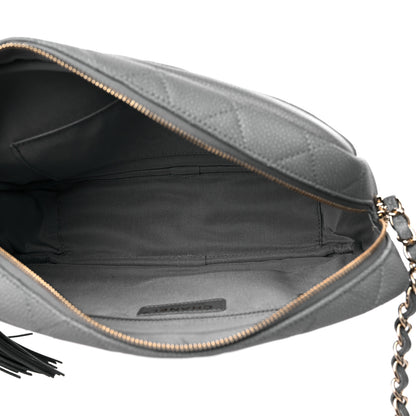 Chanel Iridescent Caviar Flat Quilted Small Coco Tassel Camera Case Grey 5 of 10