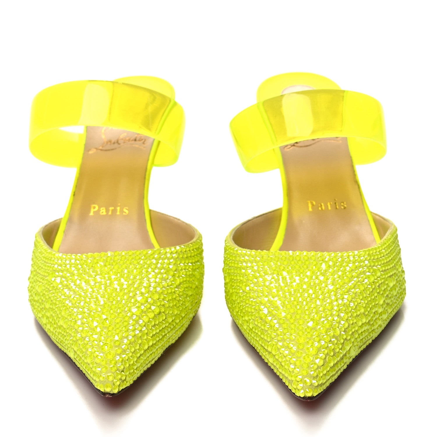 Christian Louboutin Suede PVC Fluo Matt Choc PVC Strass 80 Pumps 38.5 Sulfure 2 of 7