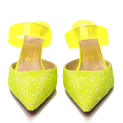 Christian Louboutin Suede PVC Fluo Matt Choc PVC Strass 80 Pumps 38.5 Sulfure 2 of 7